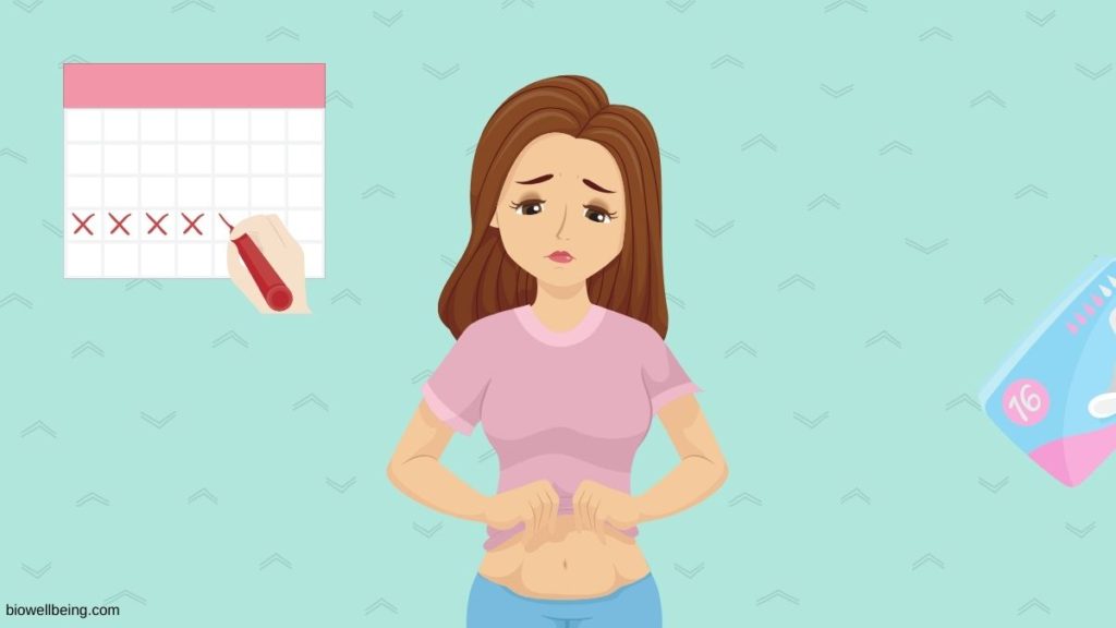 image showing a graphics of a girl with menstruation and calender