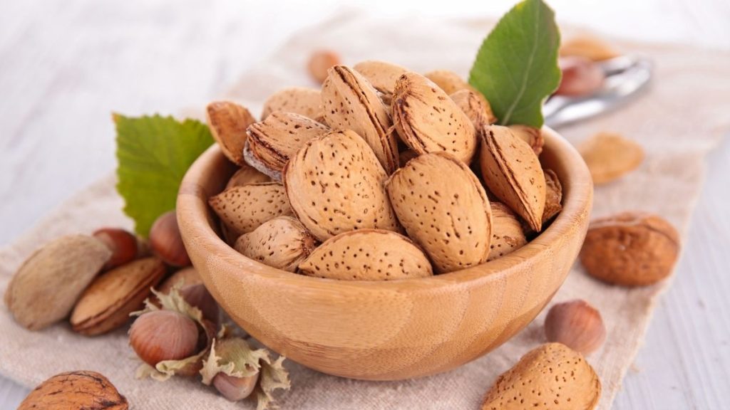 Image showing different types of almonds in a bowl