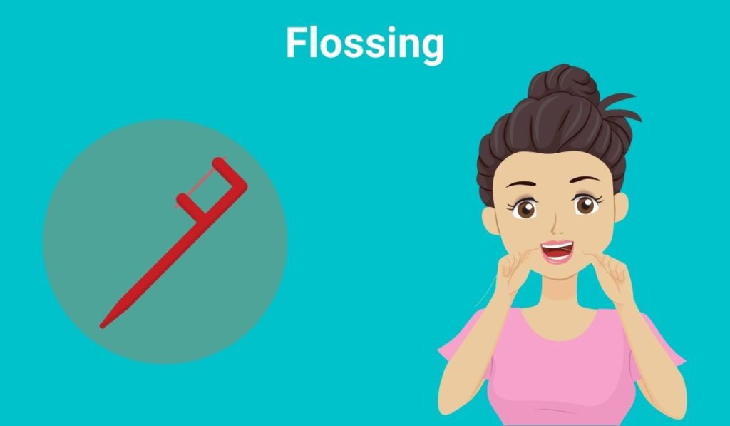 image showing floss and a girl flossing