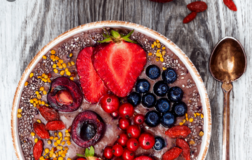 image showing strawberry, black cherry,and other fruits in a bowl