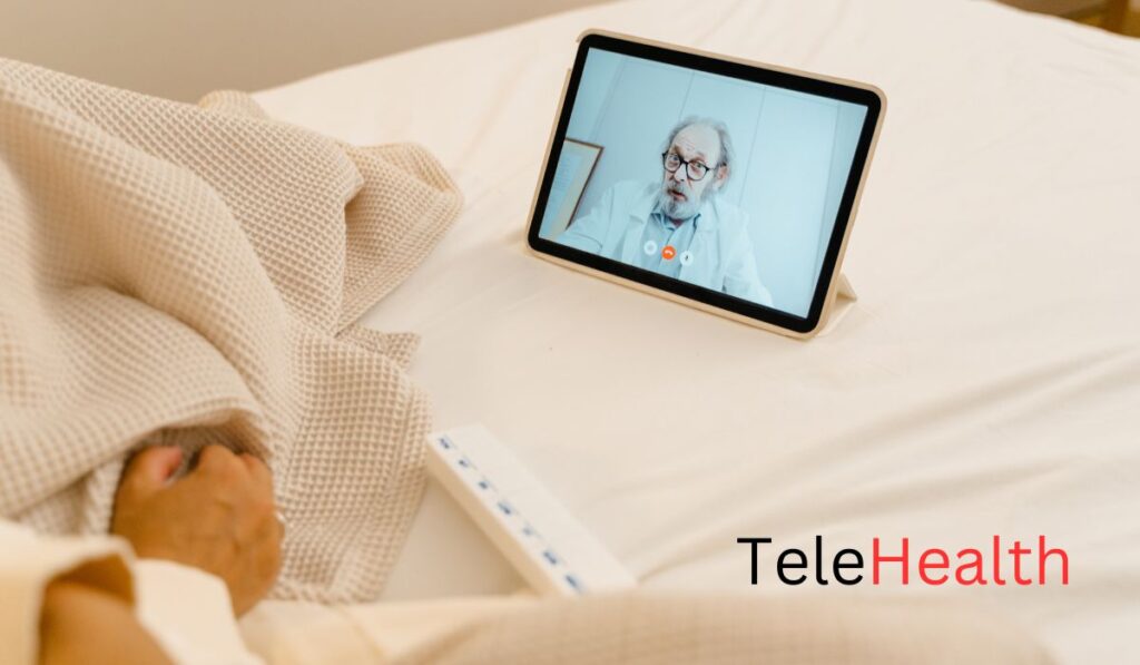 Image shwoing a pateint in consulation with a doctor in a video conference. (Telehealth)